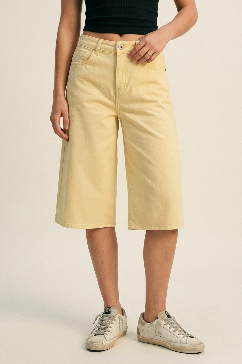 Bermuda en jean stretch Jaune Beurre