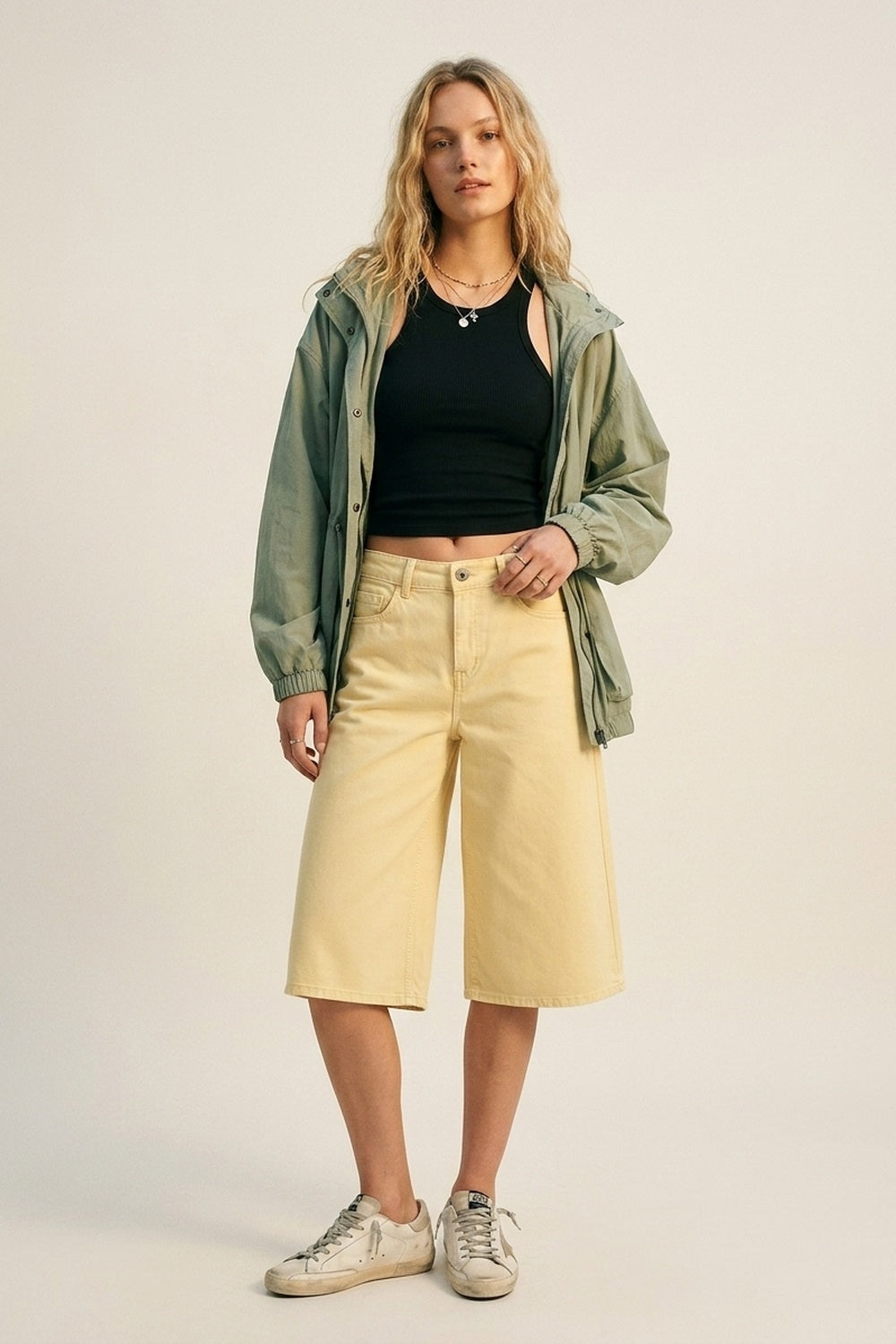 Bermuda en jean stretch Jaune Beurre
