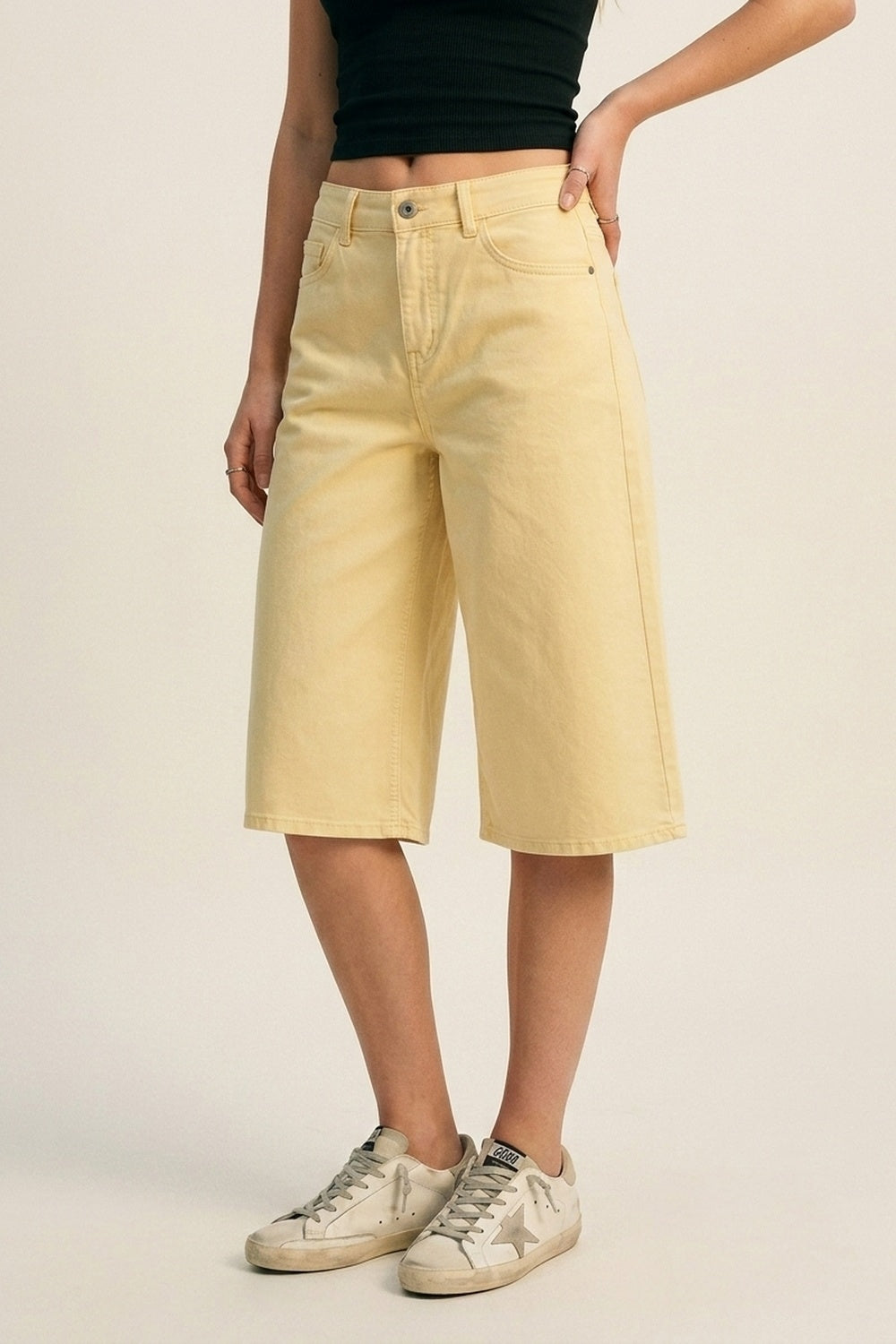 Bermuda en jean stretch Jaune Beurre