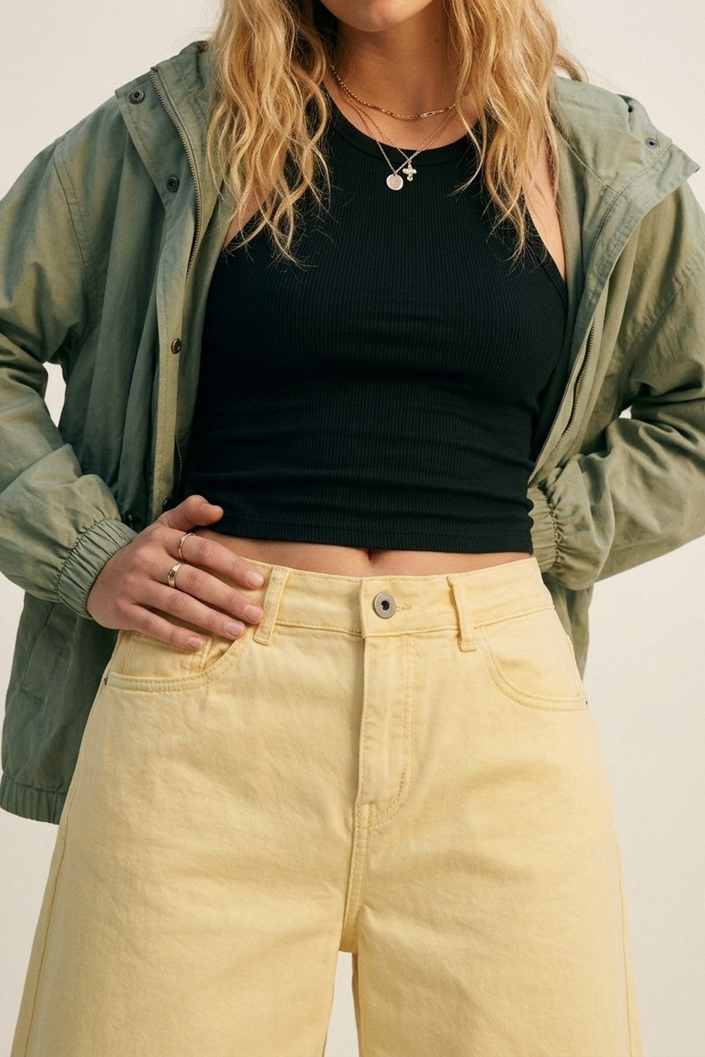 Bermuda en jean stretch Jaune Beurre