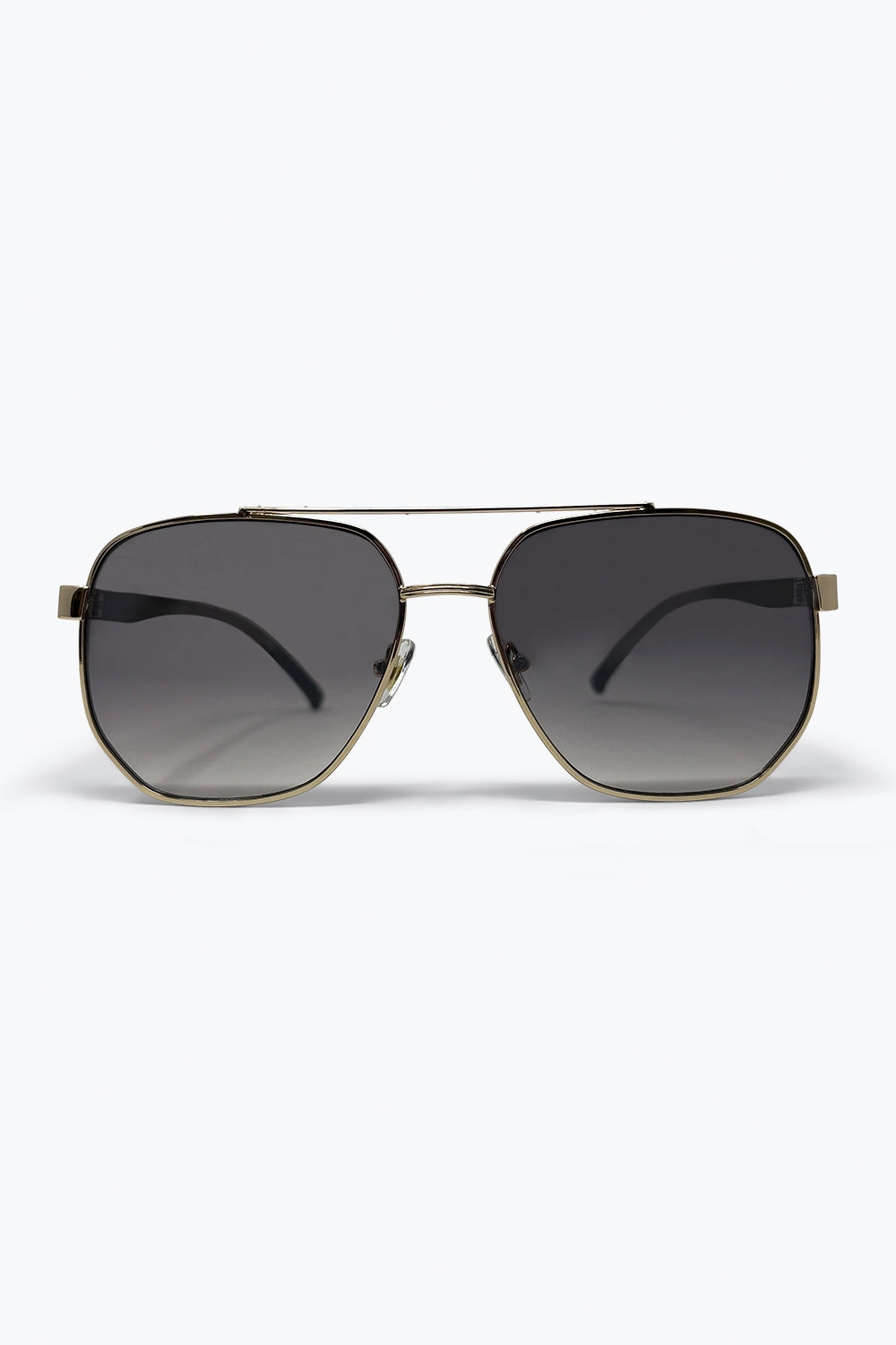Lunettes de soleil en métal quadrillé verre fumé marron