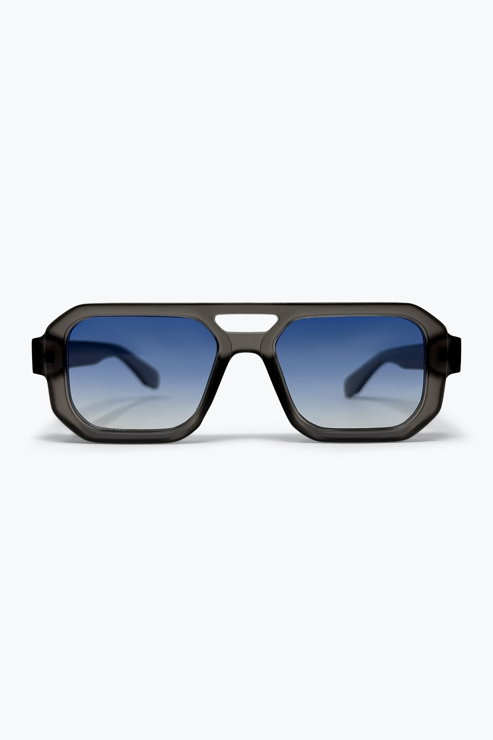 Lunettes de soleil surdimensionnées à monture carrée noire à dégradé avec bord épais