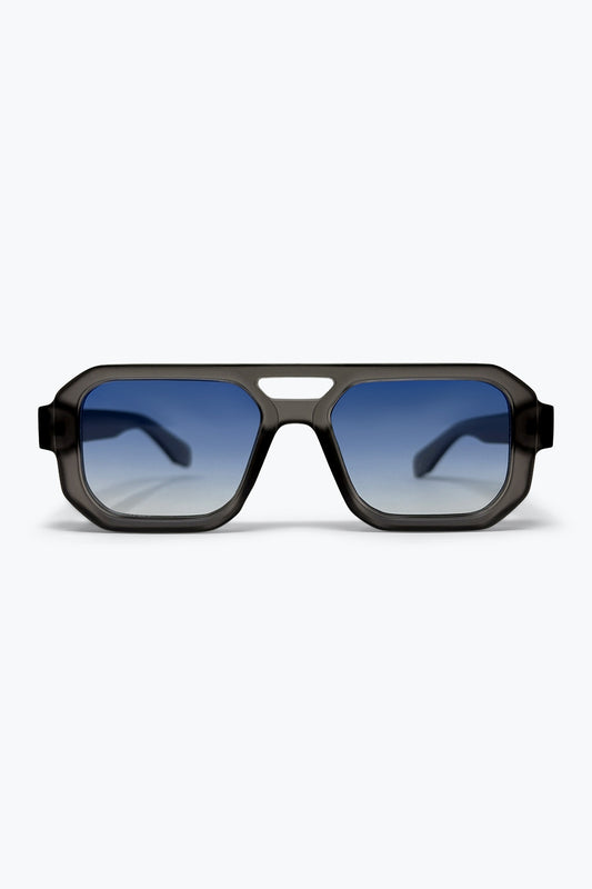 Lunettes de soleil surdimensionnées à monture carrée noire à dégradé avec bord épais