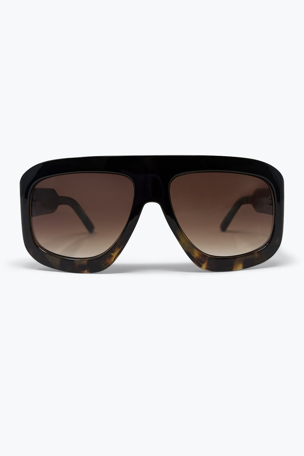 Lunettes de soleil à monture carrée effet écaille de tortue noire avec verres dégradés