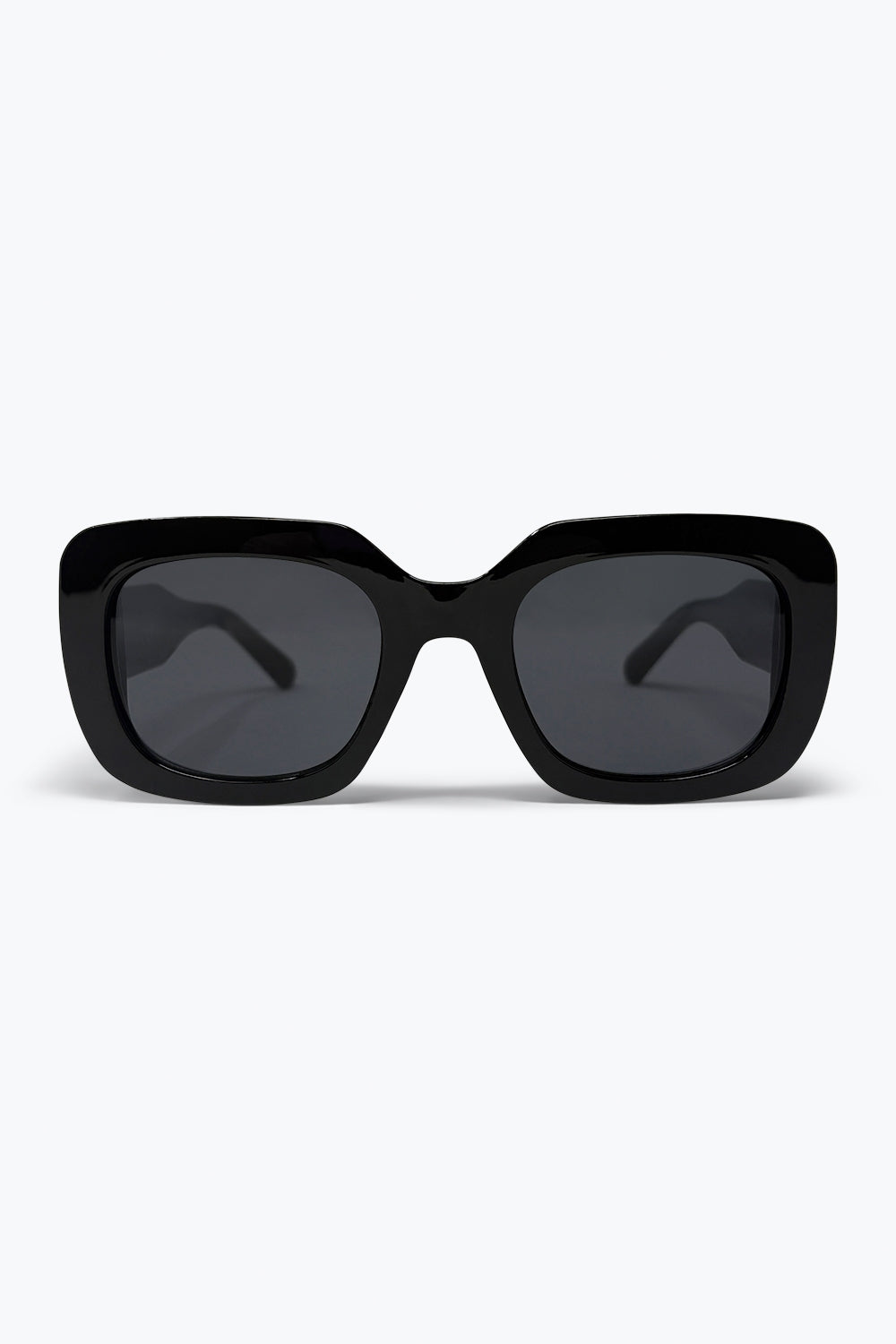 Lunettes de Soleil à Monture Carrée Oversize en Acétate Noir Brillant