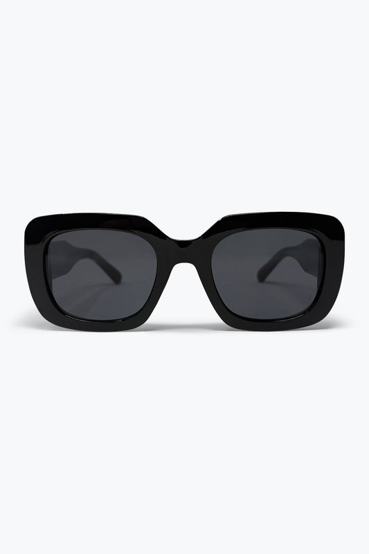 Lunettes de Soleil à Monture Carrée Oversize en Acétate Noir Brillant