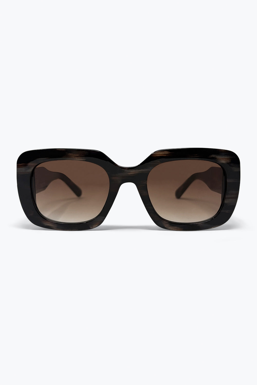 Lunettes de soleil carrées larges en acétate écaille de tortue noir