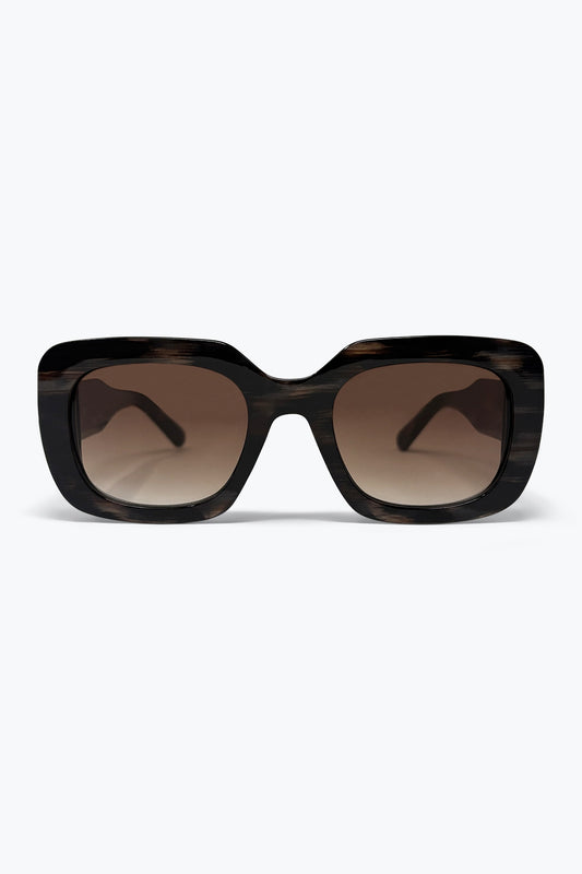 Lunettes de soleil carrées larges en acétate écaille de tortue noir