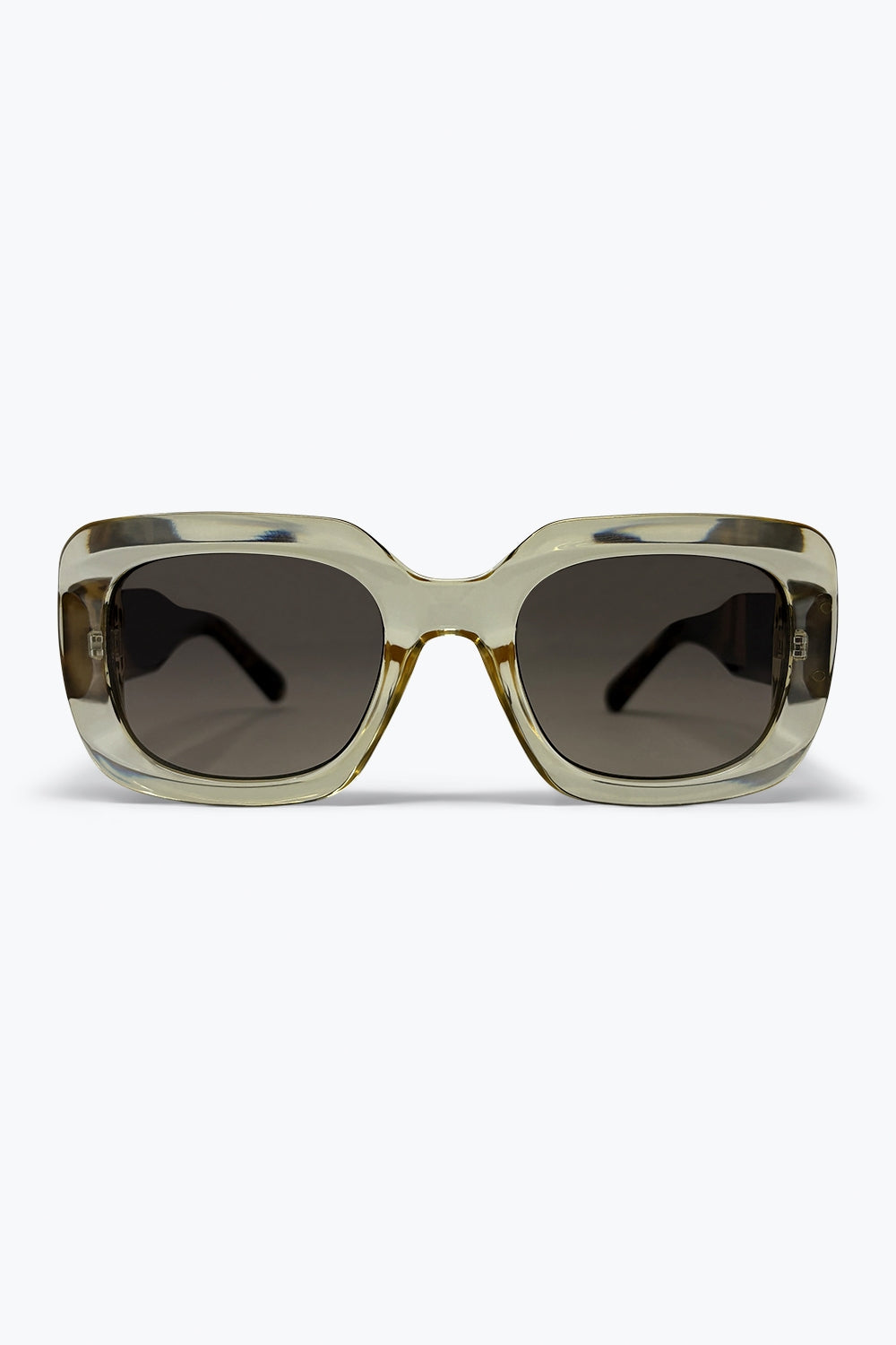 Lunettes de soleil oversize à monture large en acétate carré kaki avec dégradé