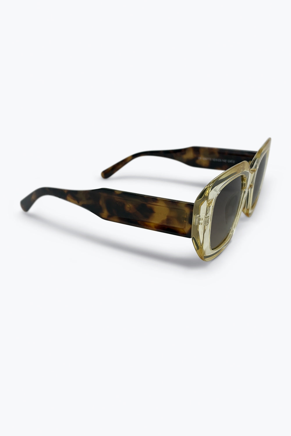 Lunettes de soleil oversize à monture large en acétate carré kaki avec dégradé