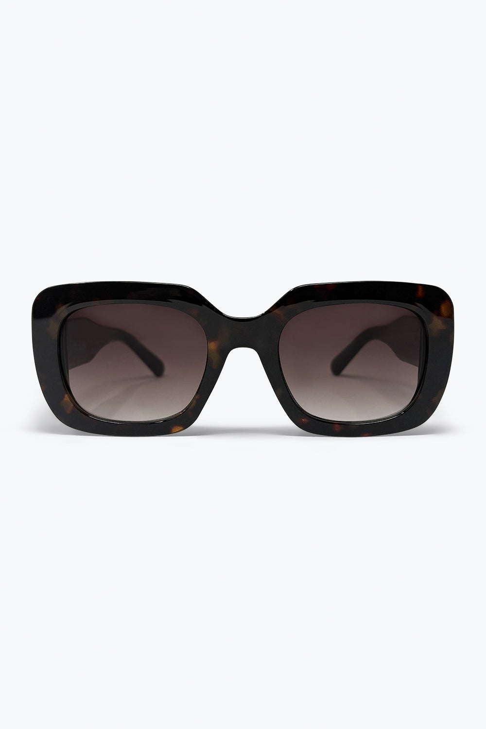 Lunettes de soleil surdimensionnées à monture carrée en acétate écaille de tortue noire