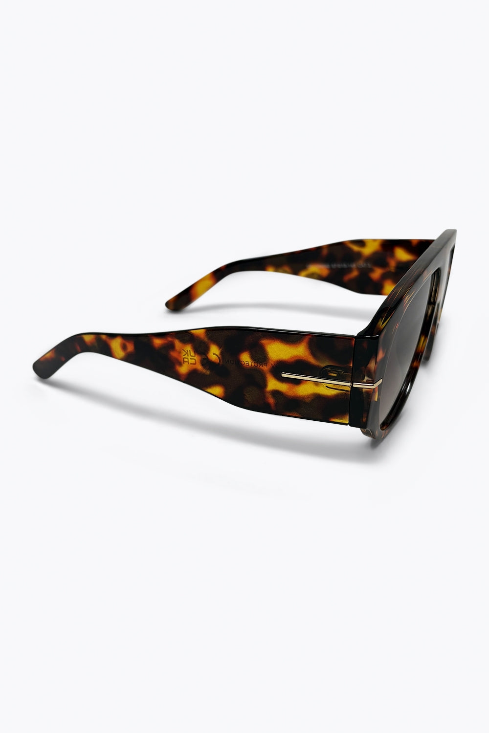 Lunettes de soleil à large visière avec monture épaisse imprimée écaille de tortue marron