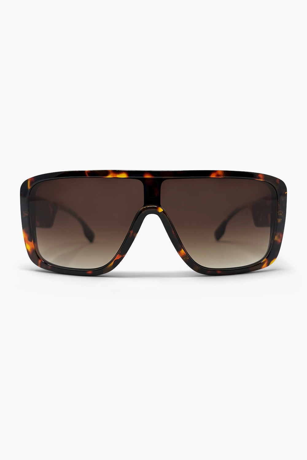 Lunettes de soleil à monture large en écaille de tortue marron en acétate