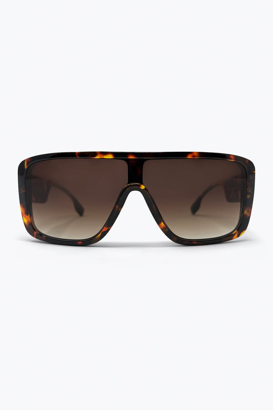 Lunettes de soleil à monture large en écaille de tortue marron en acétate