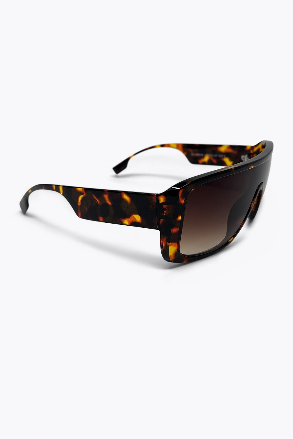 Lunettes de soleil à monture large en écaille de tortue marron en acétate