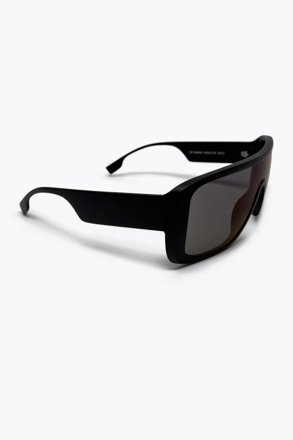 Lunettes de soleil style visière avec monture écran surdimensionnée noire et verres dégradés