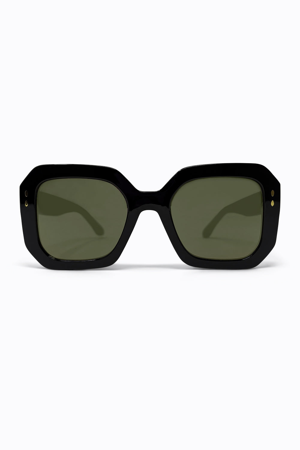 Lunettes de soleil carrées oversize en acétate noir à clous dorés géométriques