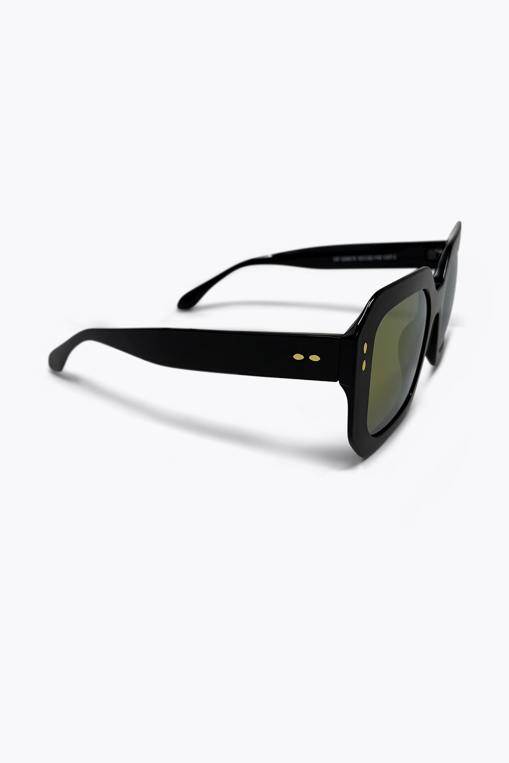 Lunettes de soleil carrées oversize en acétate noir à clous dorés géométriques