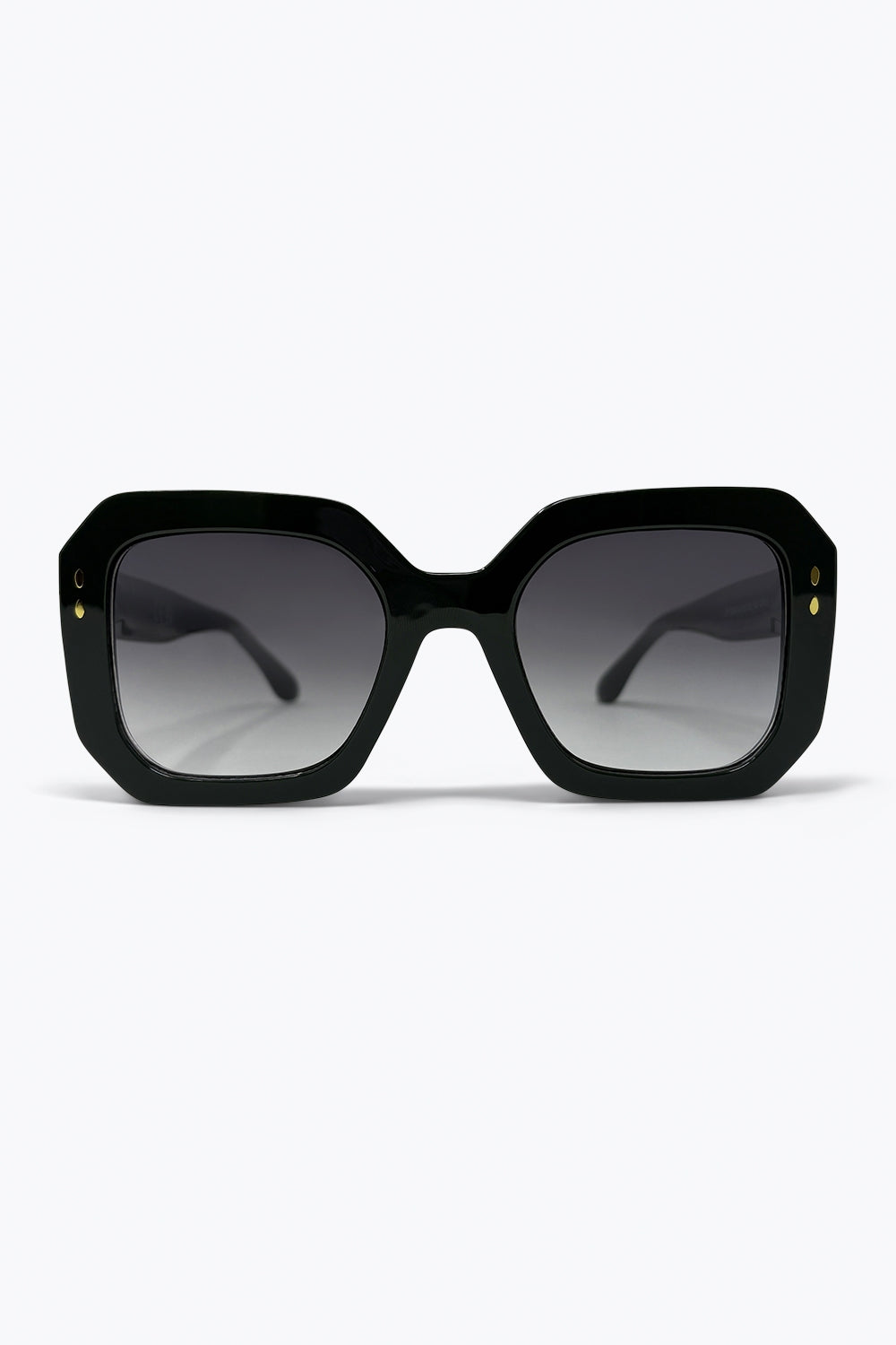 Lunettes de soleil à monture carrée oversize noire avec verres en dégradé