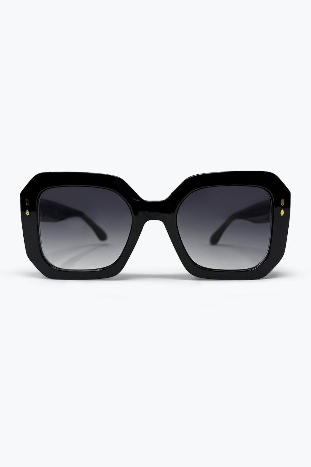 Lunettes de soleil carrées oversize audacieuses à verres dégradés noirs