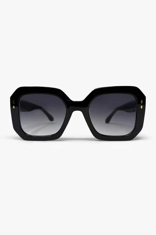 Lunettes de soleil carrées oversize audacieuses à verres dégradés noirs