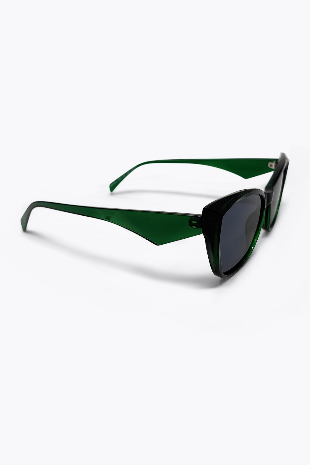Lunettes de soleil classiques à monture épaisse œil de chat vert brillant