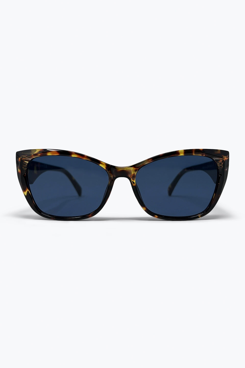 Lunettes de soleil œil de chat en acétate à écailles de tortue multicolores avec verres bleus