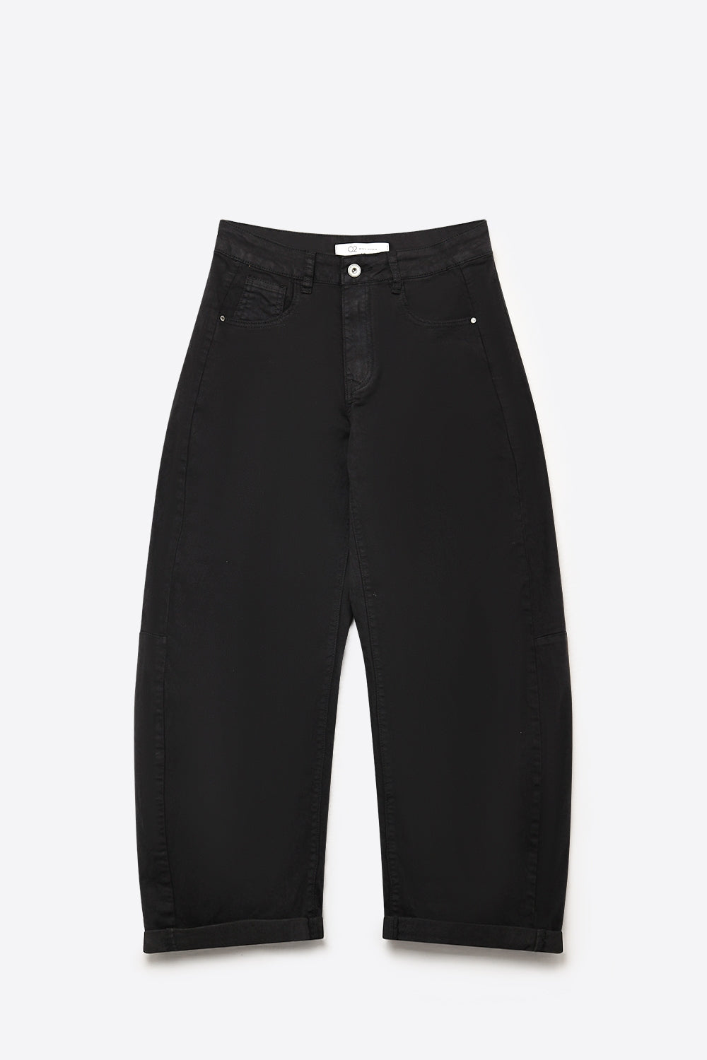 Pantalon noir style barrel à jambes larges avec ourlets retroussés