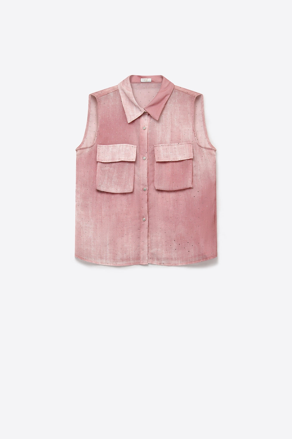 Blouse rose tie-dye avec embellissements en strass