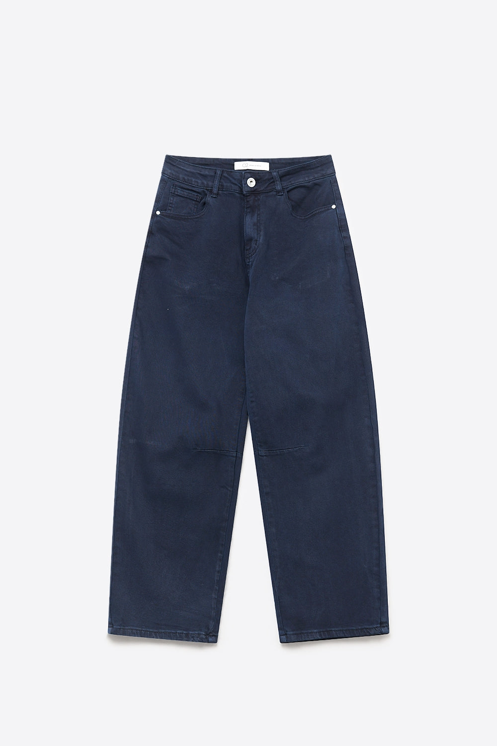 Jean large en denim extensible doux bleu marine avec couture au genou