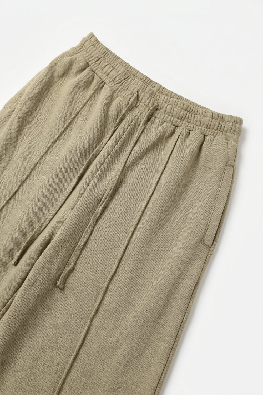 Pantalon ample en coton khaki à taille élastique et coupe décontractée