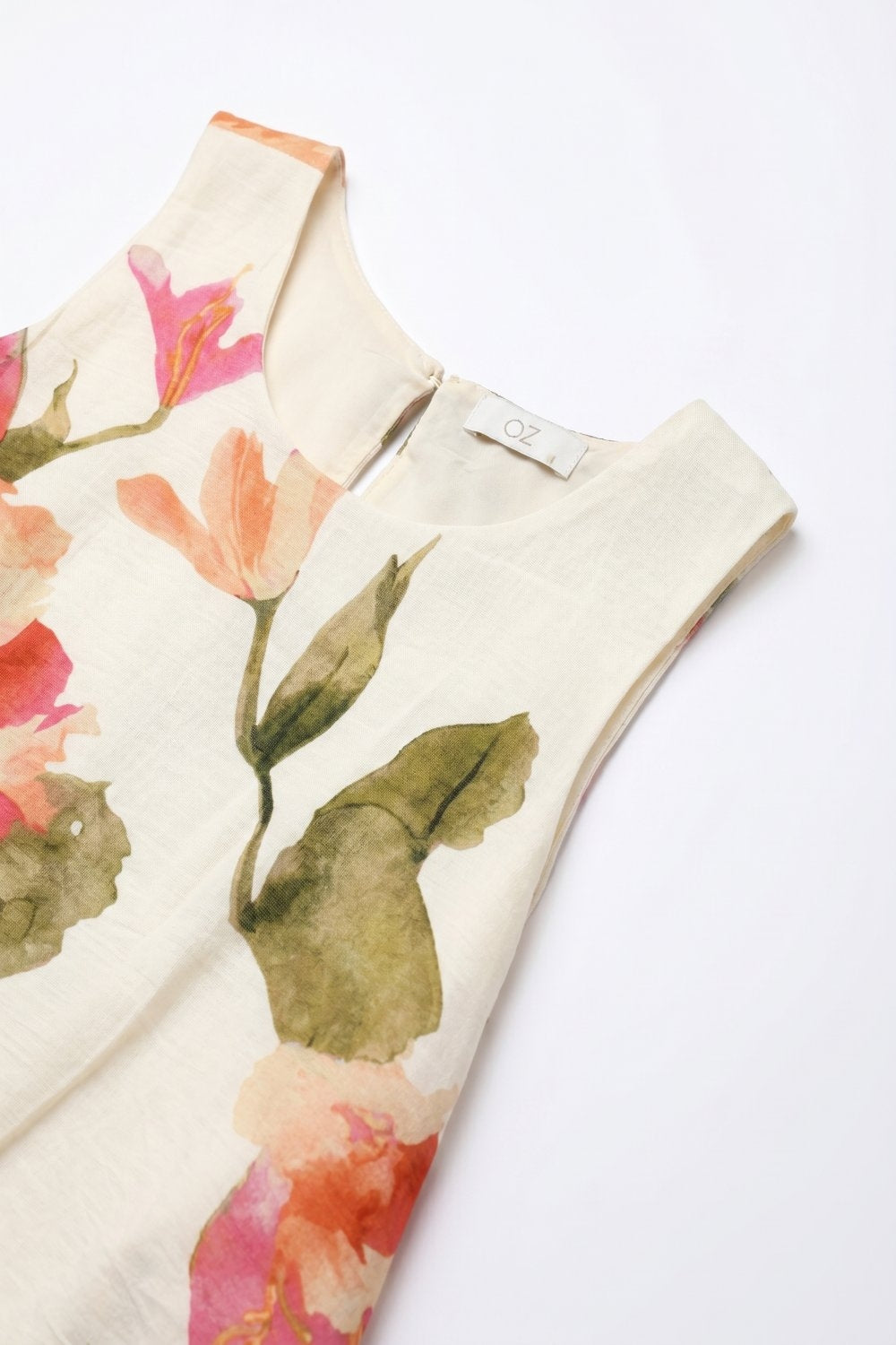 Débardeur sans manches à imprimé floral crème