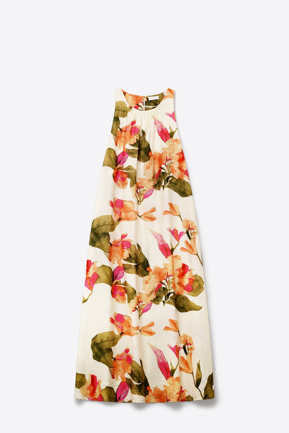 Robe maxi sans manches tissée légère à imprimé floral crème coupe décontractée
