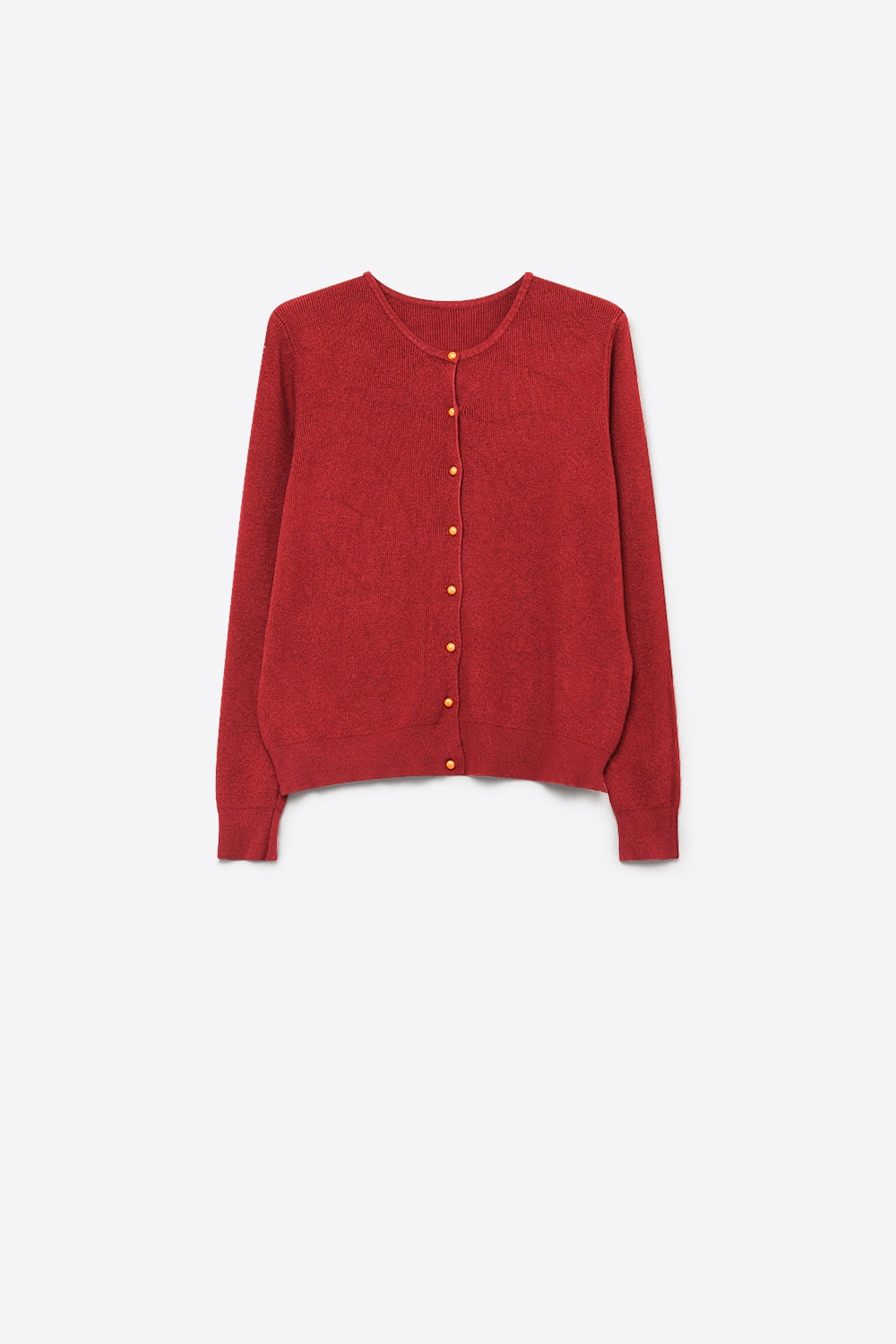Cardigan coupe régulière à col rond et boutons sur le devant en tricot fin bordeaux