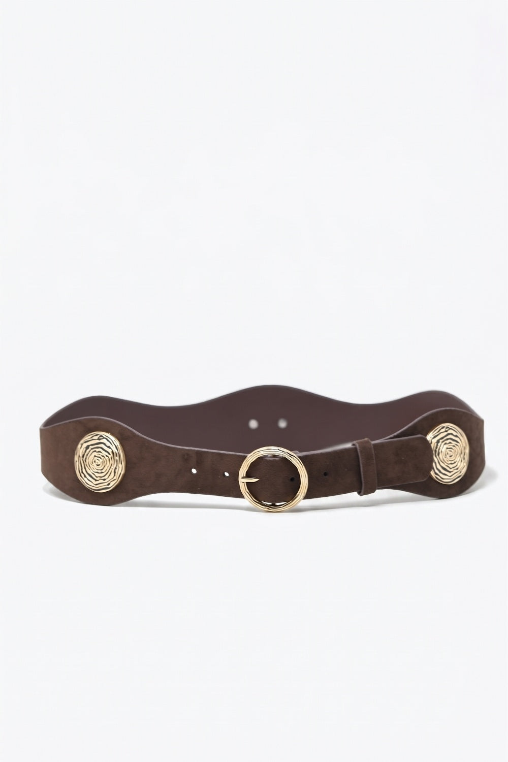 Ceinture de taille marron en fausse suédine avec détail boucle rosette dorée
