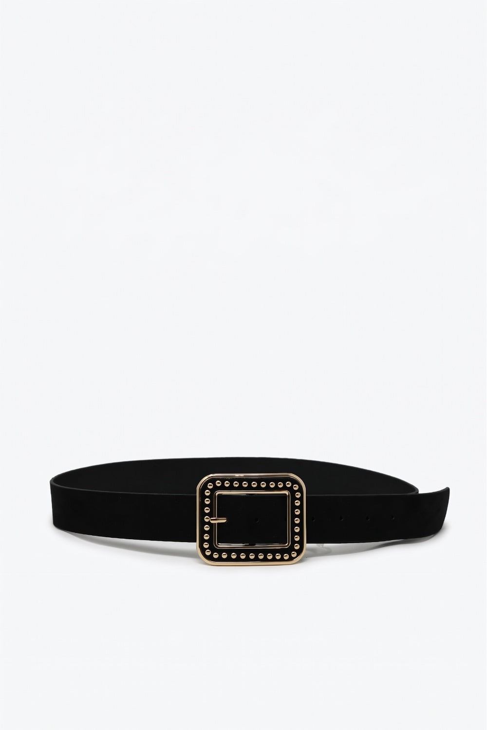 Ceinture noire en similicuir cloutée avec boucle carrée