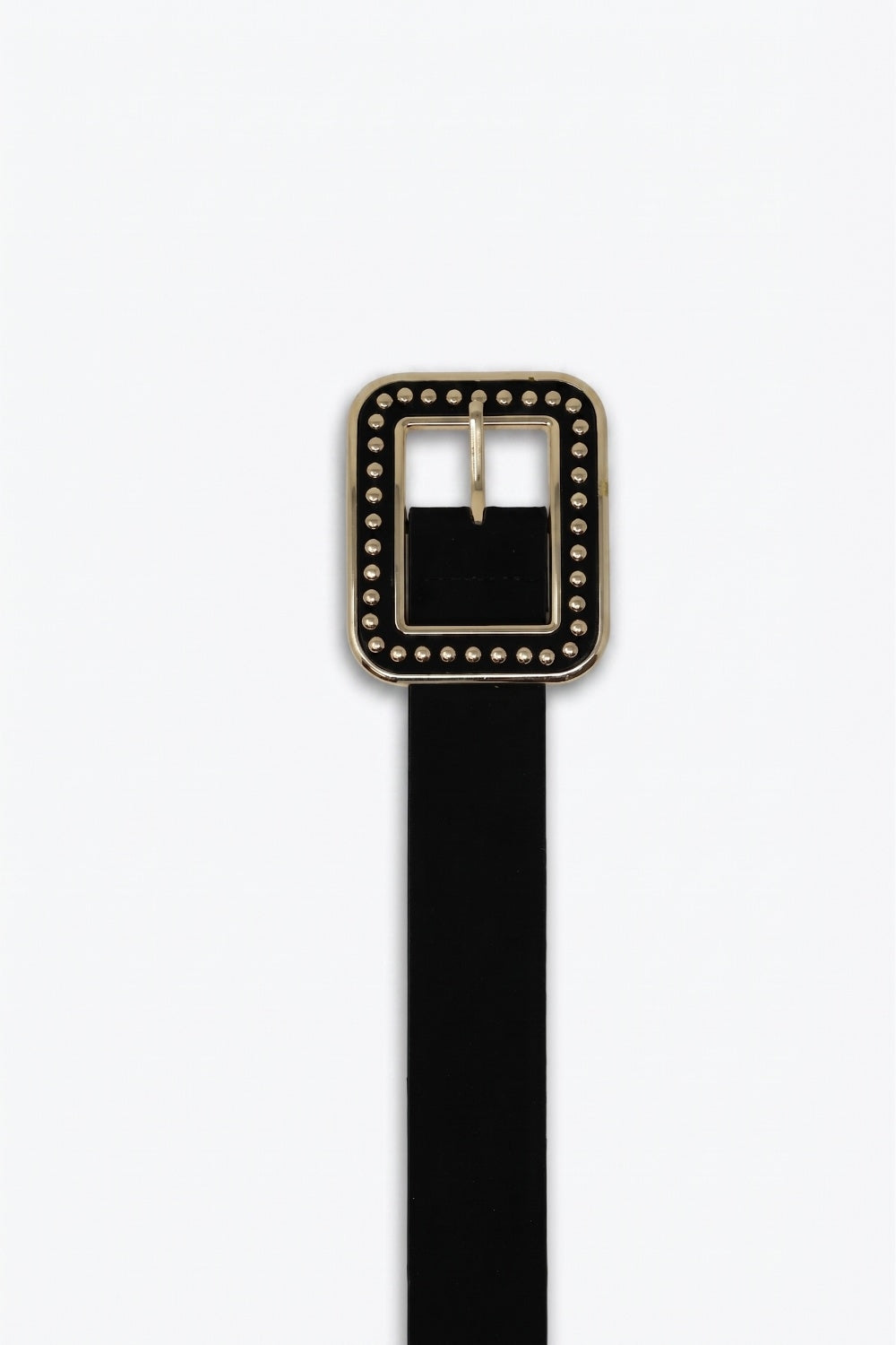 Ceinture noire en similicuir cloutée avec boucle carrée