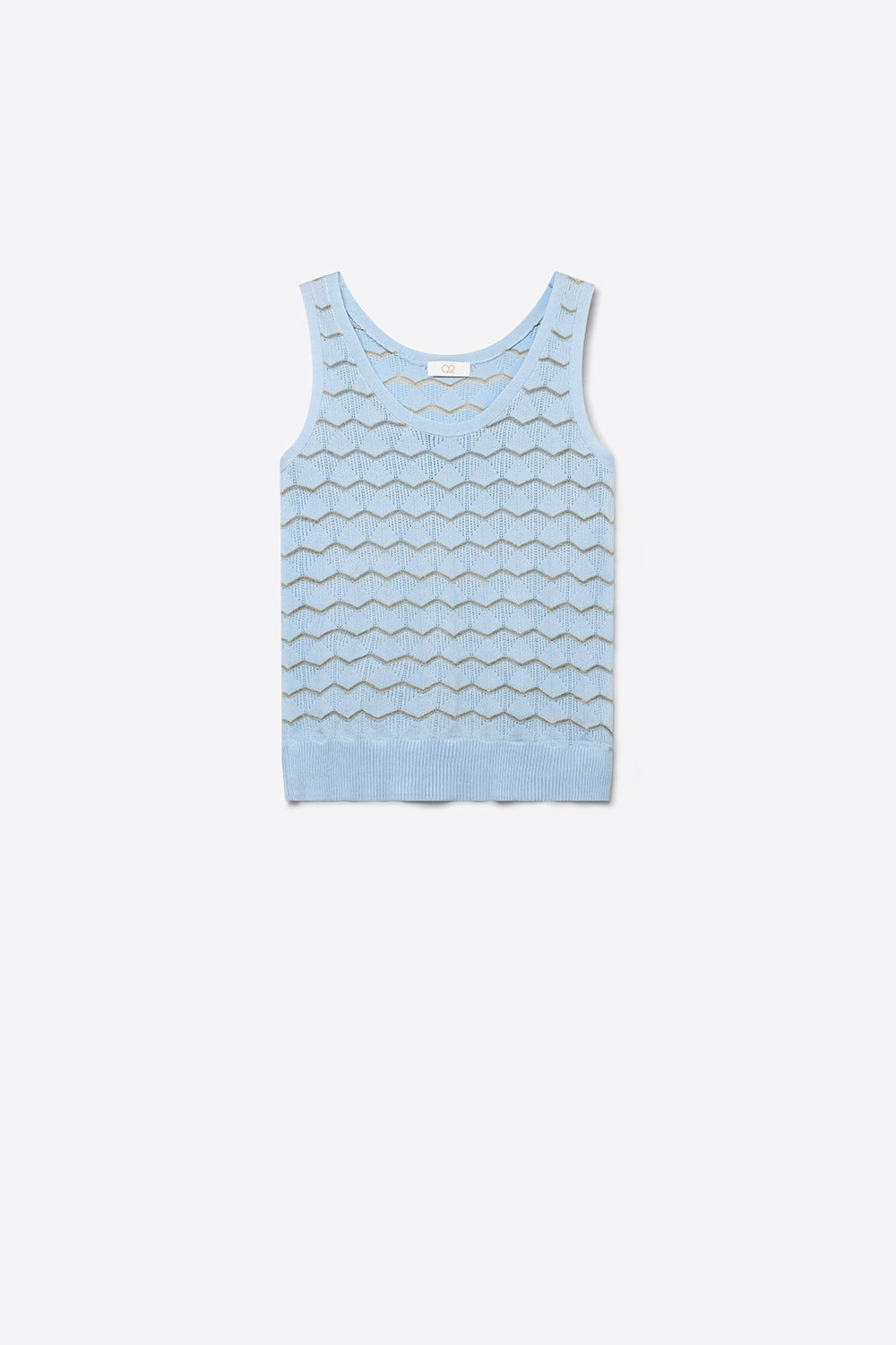 top sans manches en tricot pointelle à chevrons bleu clair