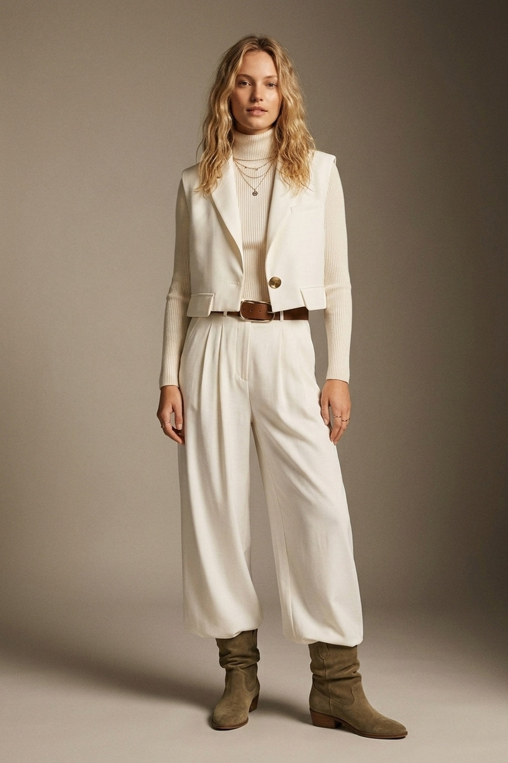 Gilet Court à Revers Châle Blanc Tissé sur Mesure à Un Bouton