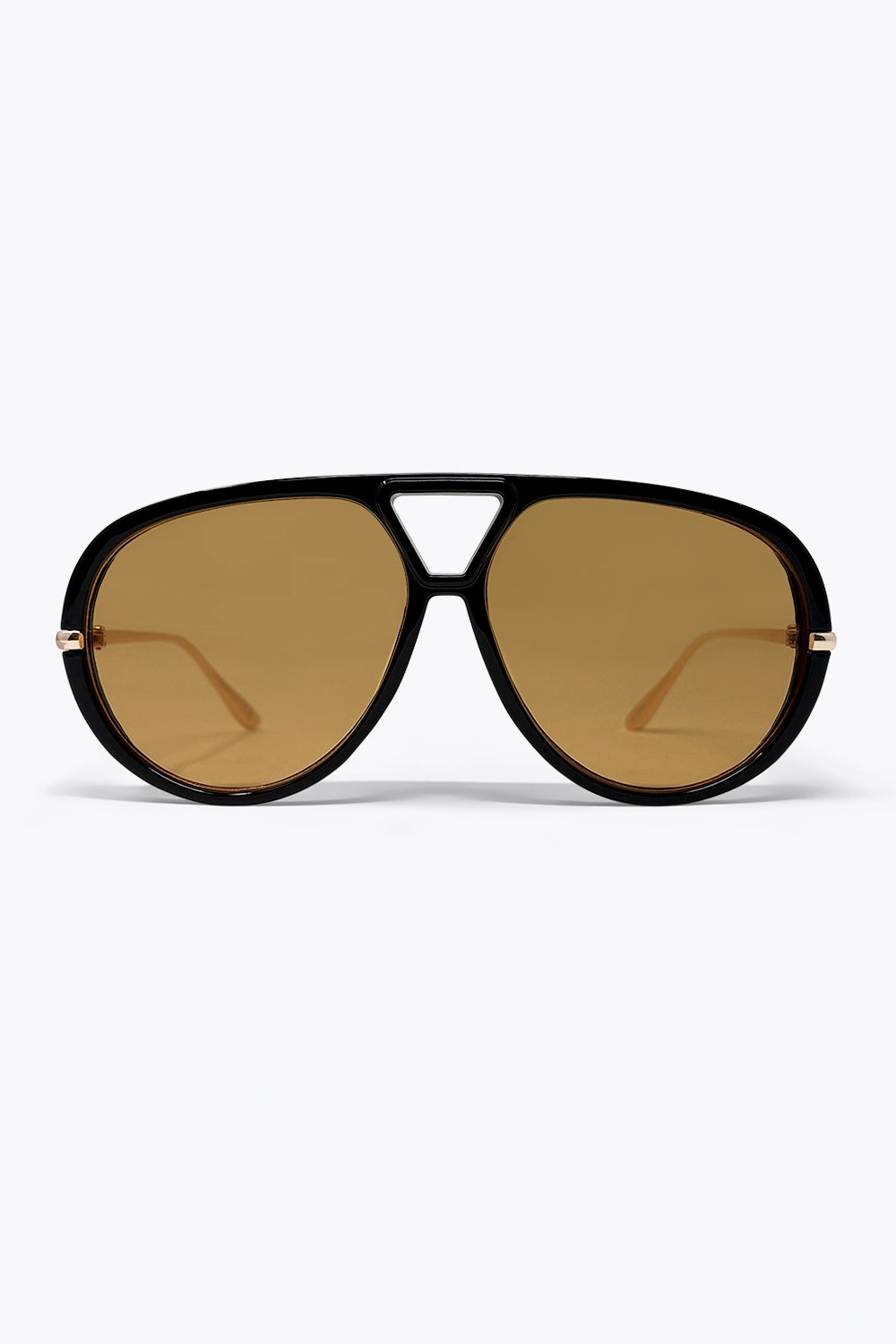 Lunettes de soleil à monture aviateur oversize noire avec verres marron