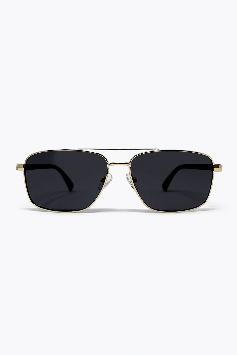 Lunettes de soleil aviateur carrées dorées avec monture en métal