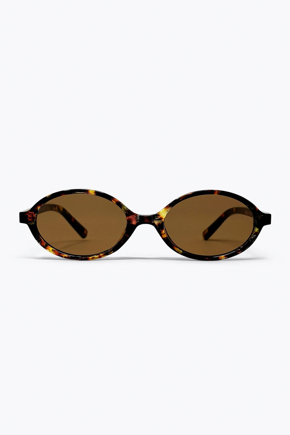 Lunettes de soleil avec monture ovale écaille de tortue multicolore et verres marron