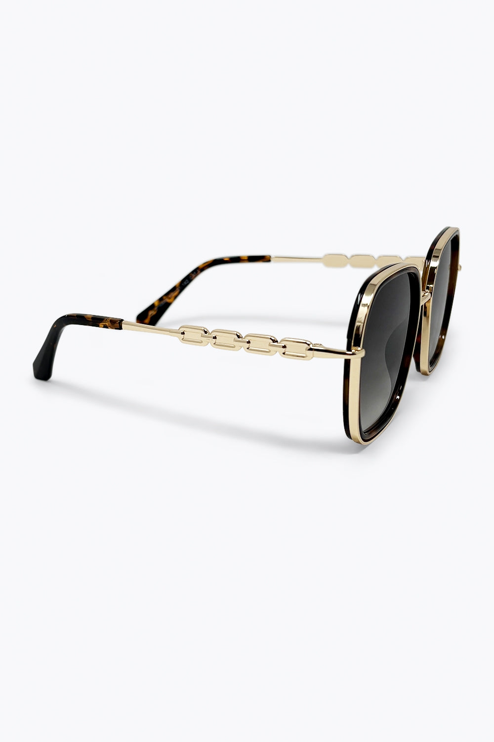 Lunettes de soleil marron écaille de tortue avec verres dégradés et monture carrée oversize