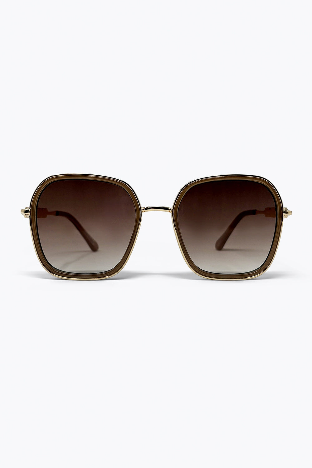 Lunettes de soleil en métal surdimensionnées avec monture carrée dégradée marron