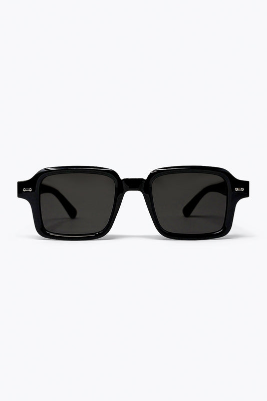 Lunettes de soleil noires rectangulaires classiques épais