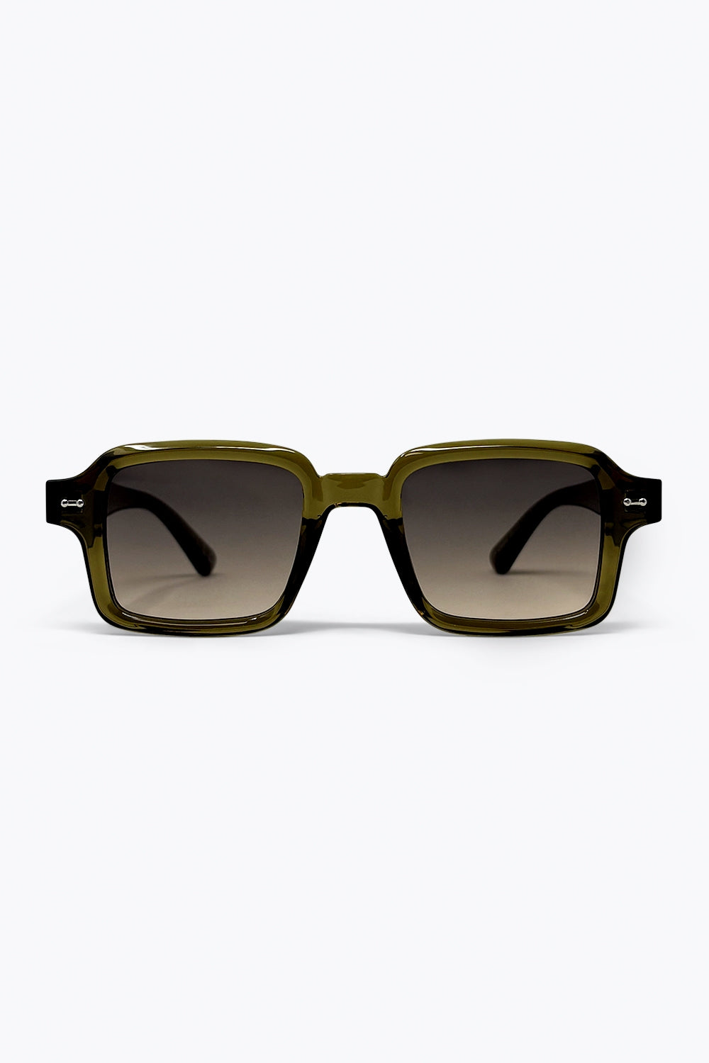 Lunettes de soleil urbaines carrées à dégradé olive