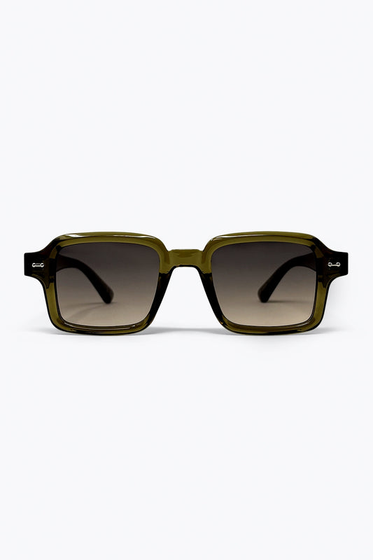 Lunettes de soleil urbaines carrées à dégradé olive