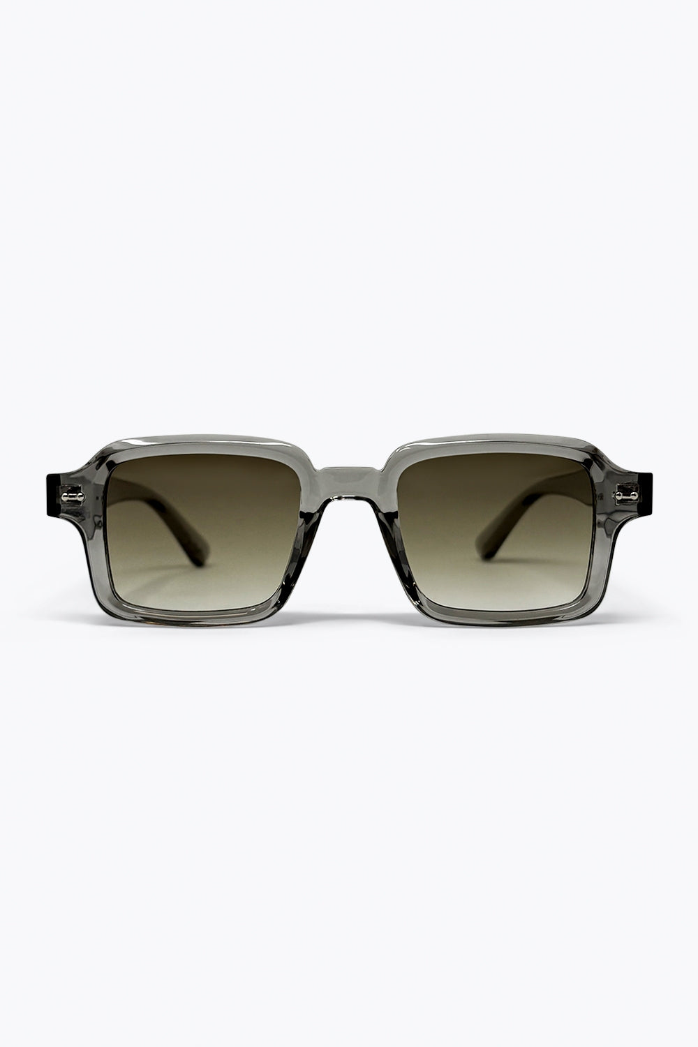Lunettes de soleil à monture carrée transparent gris avec verres dégradés