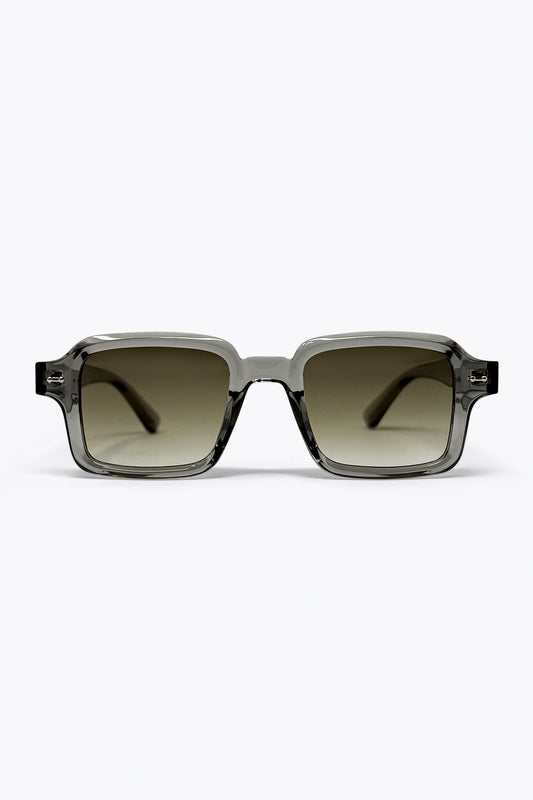 Lunettes de soleil à monture carrée transparent gris avec verres dégradés