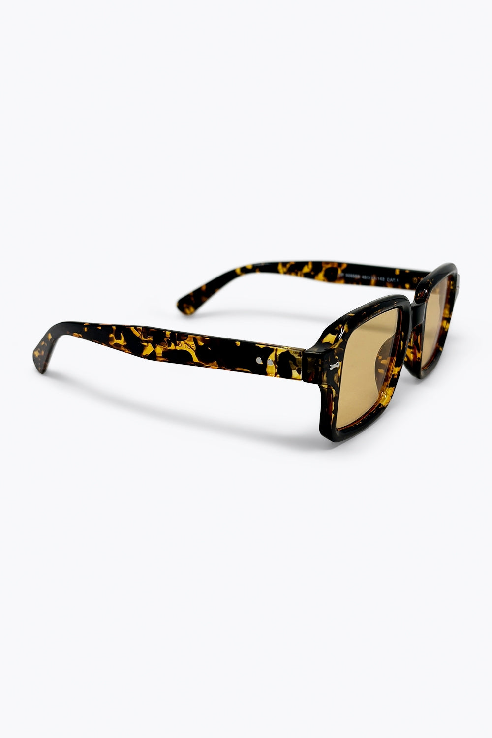 Lunettes de soleil à monture carrée écaille de tortue multicolore avec verres jaunes